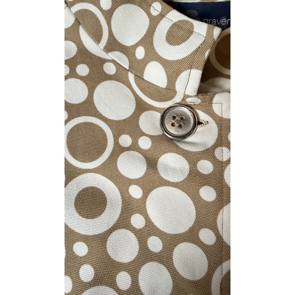 Susan Graver Style Women's XL Tan White Circle Print Cotton Blazer Jacket Cotton - Picture 7 of 11
